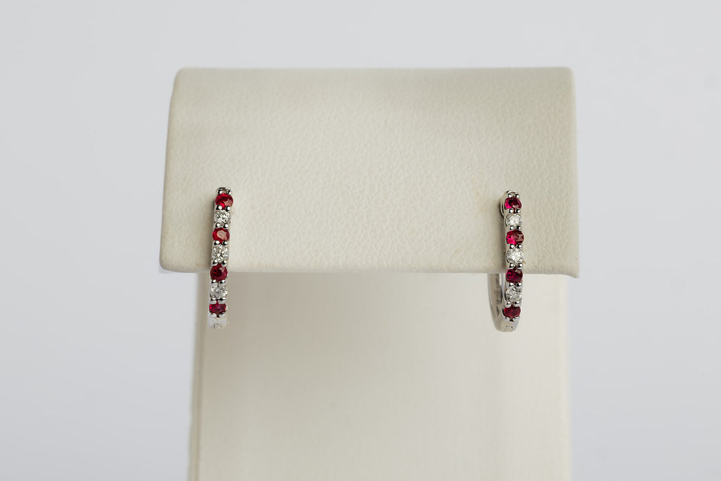 Arete Arracada Rubi y Diamantes