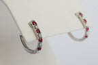 Arete Arracada Rubi y Diamantes