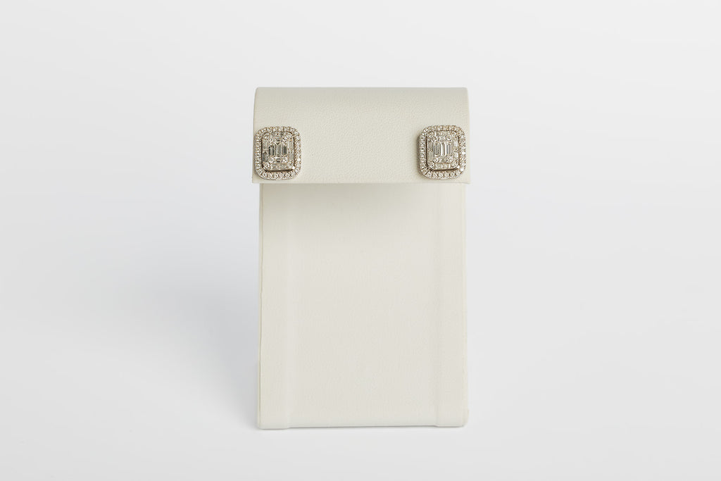 Arete Stud Diamantes con Halo