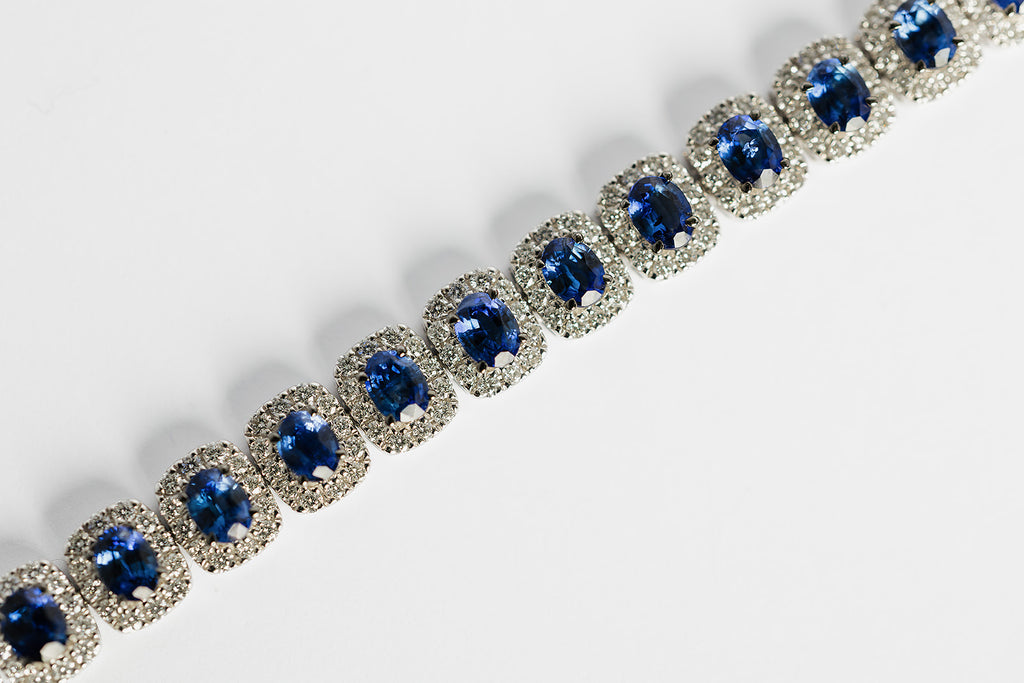Pulsera Zafiros con Halo