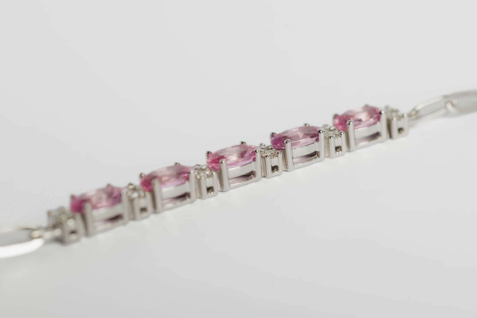 Pulsera Paperclip Zafiro Rosa