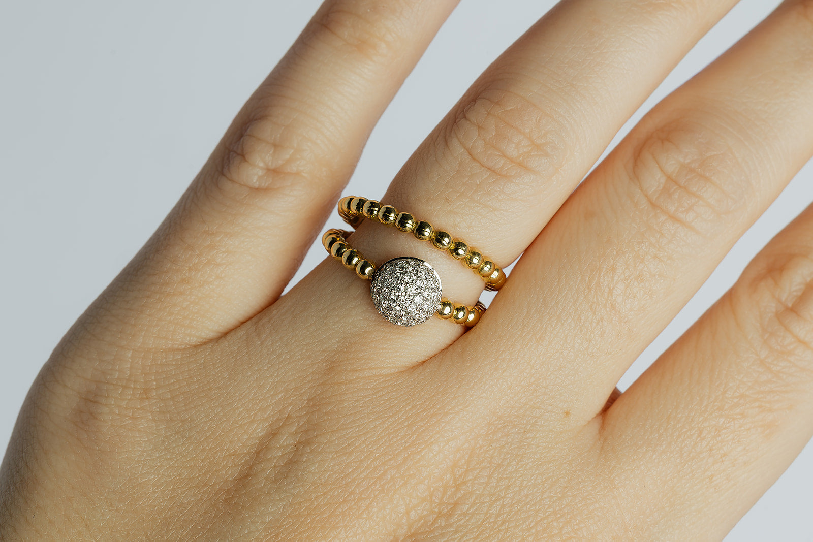 Anillo Italiano Doble con Diamantes