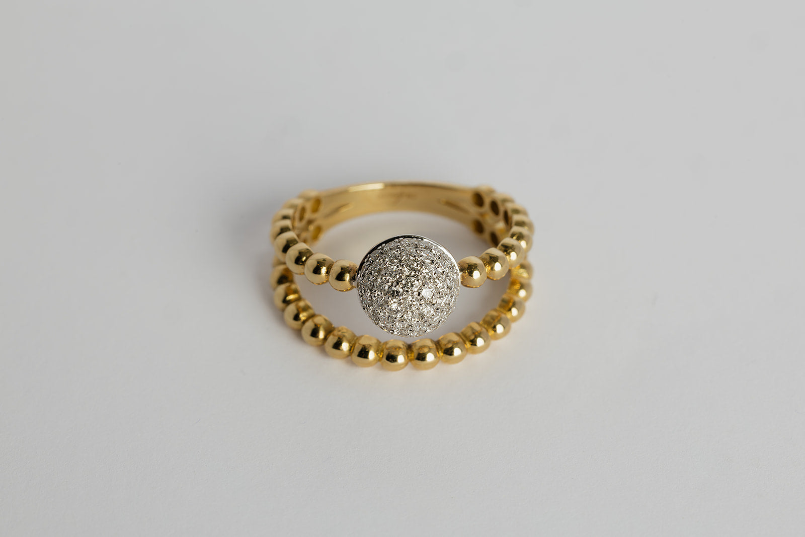 Anillo Italiano Doble con Diamantes