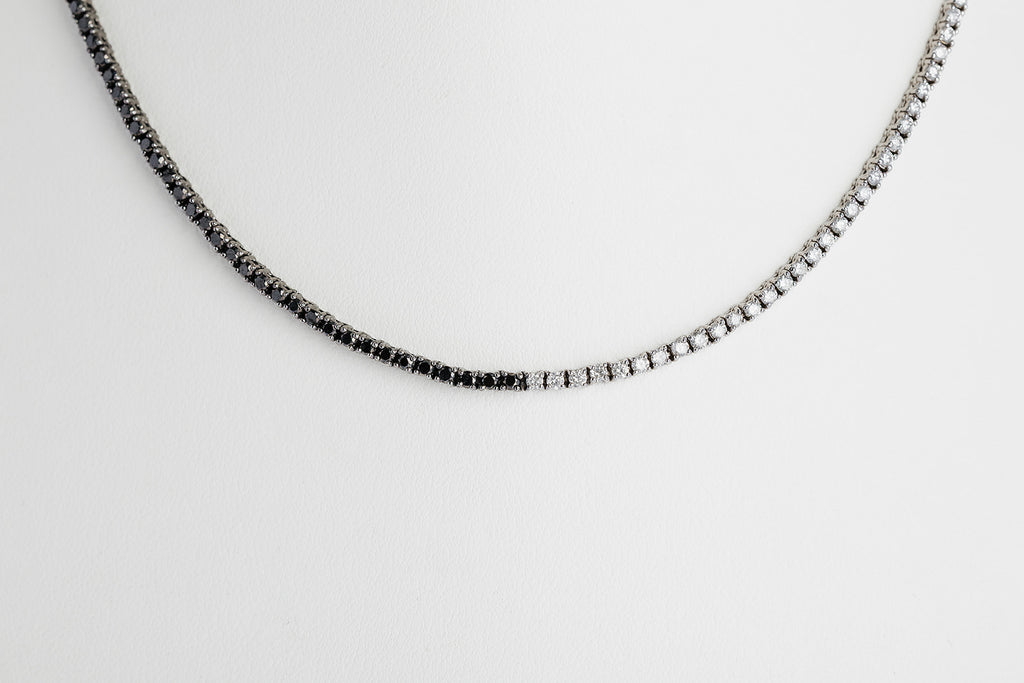Collar Tennis Diamante Blanco y Negro 4.2ct