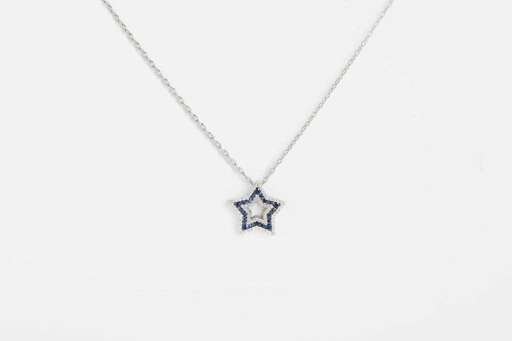 Collar Estrella Zafiros y Diamantes