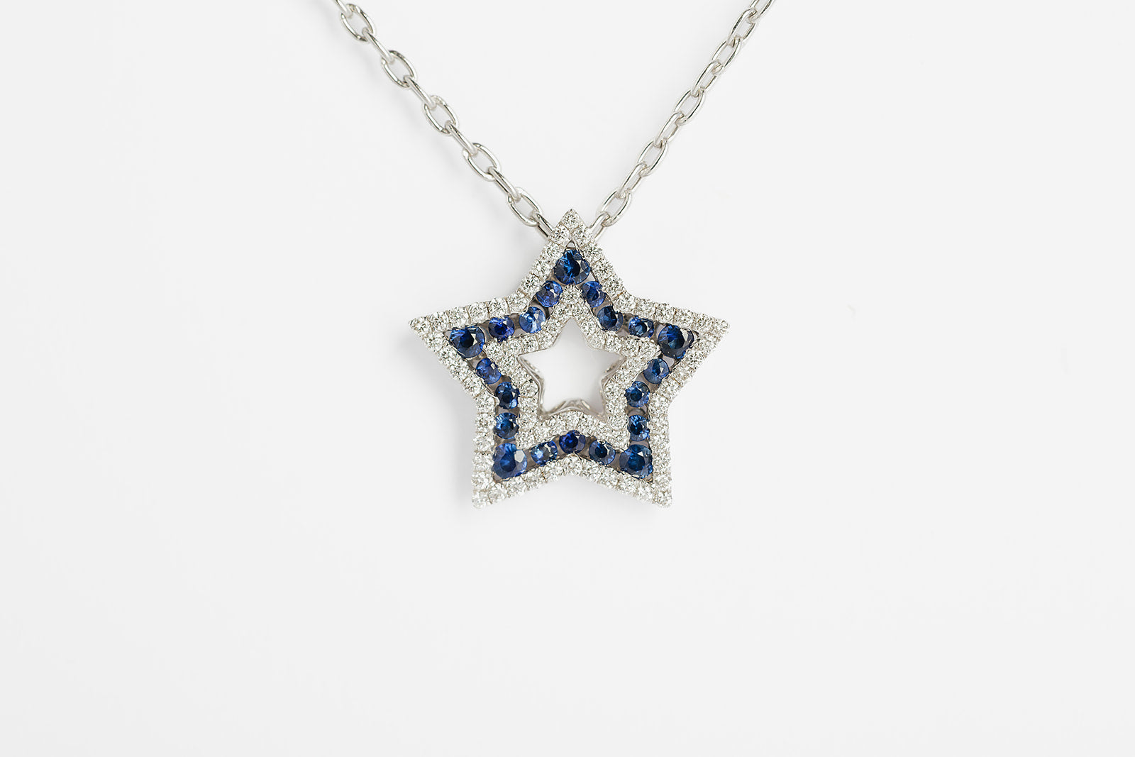 Collar Estrella Zafiros y Diamantes
