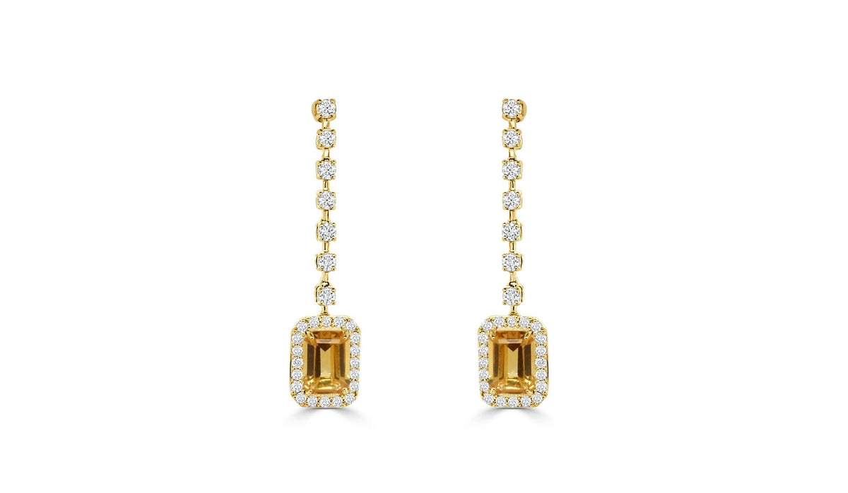 Arete Drop Emerald Halo Citrine