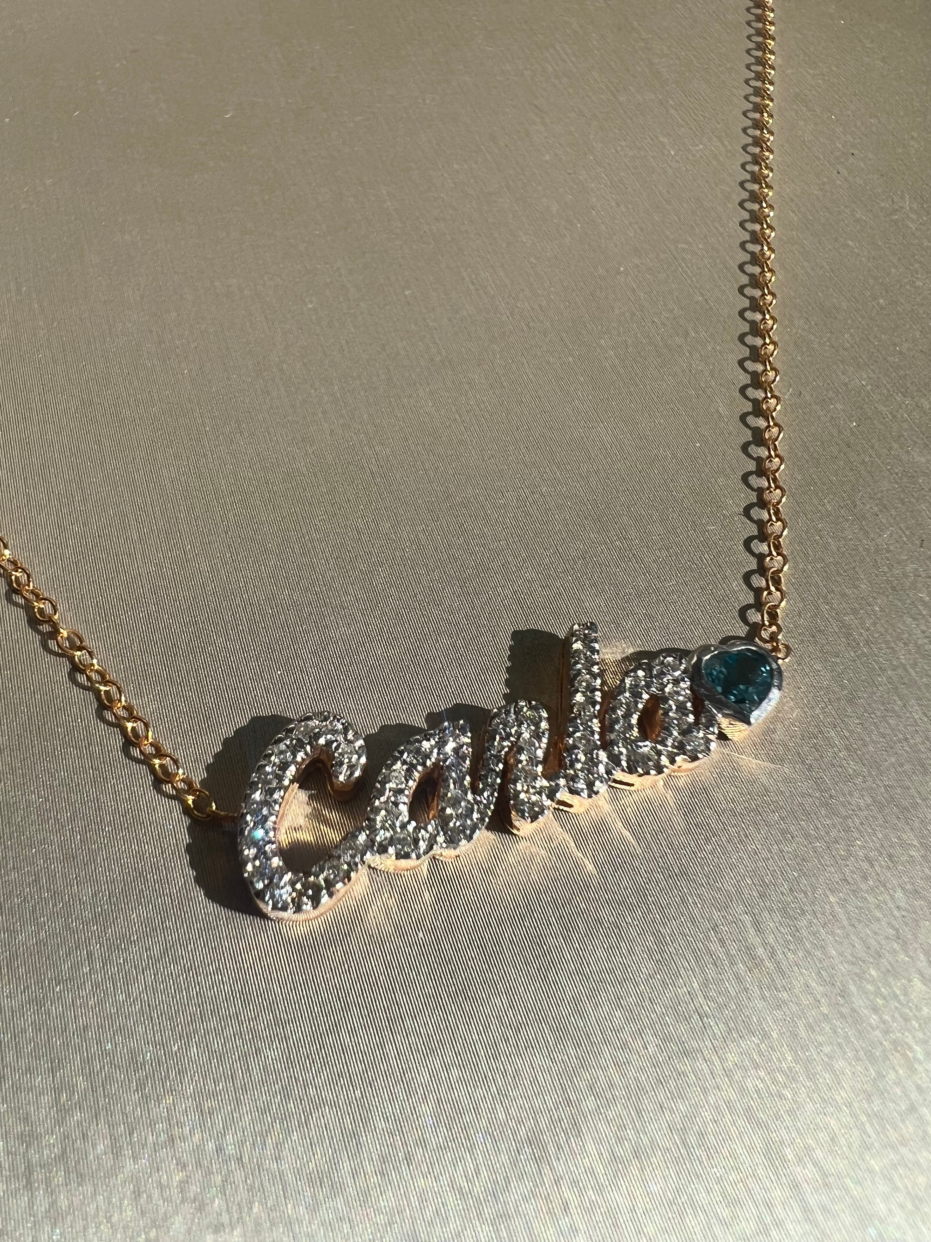 Collar Nombre Diamantes + Birthstone