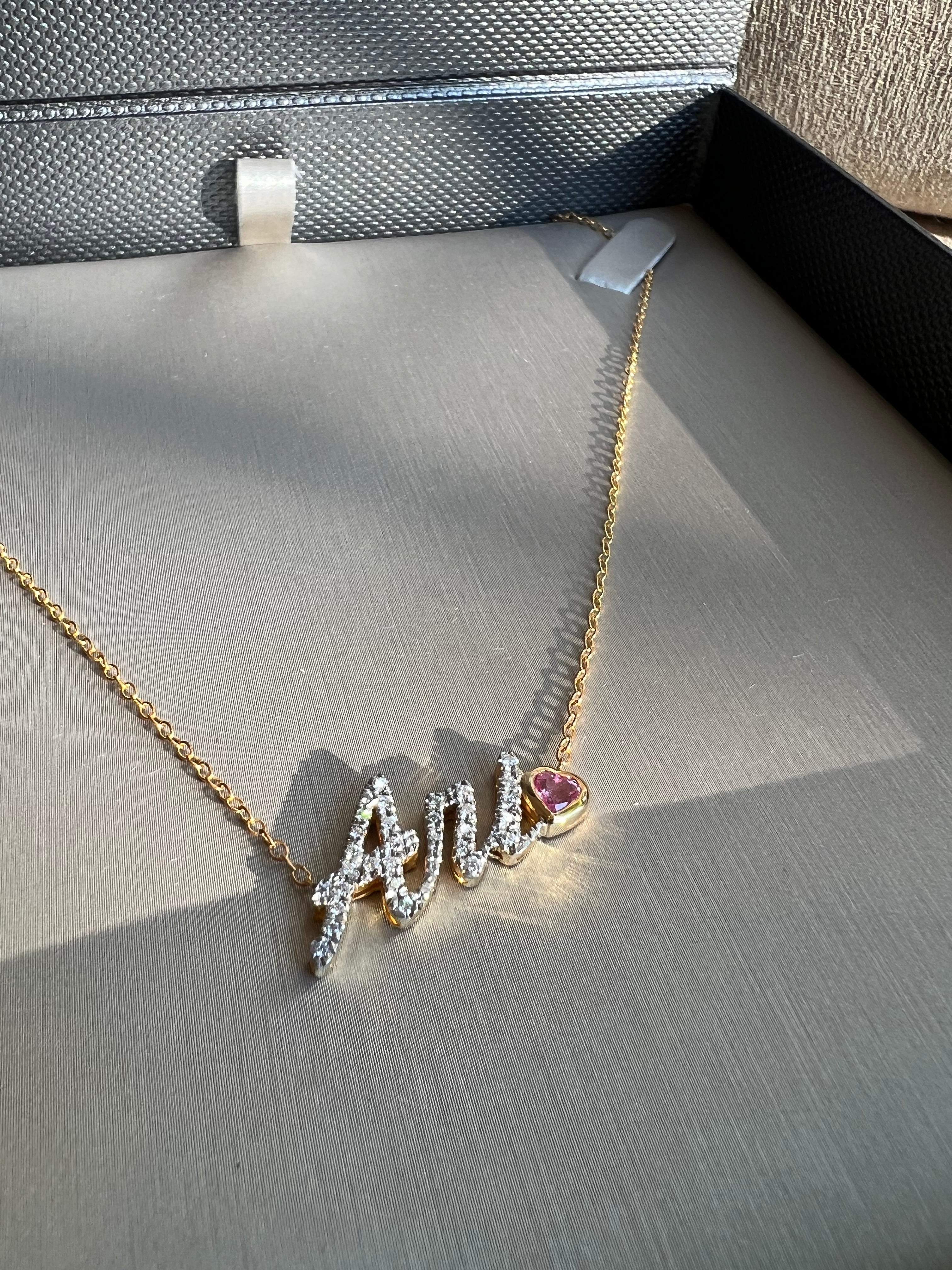 Collar Nombre Diamantes + Birthstone