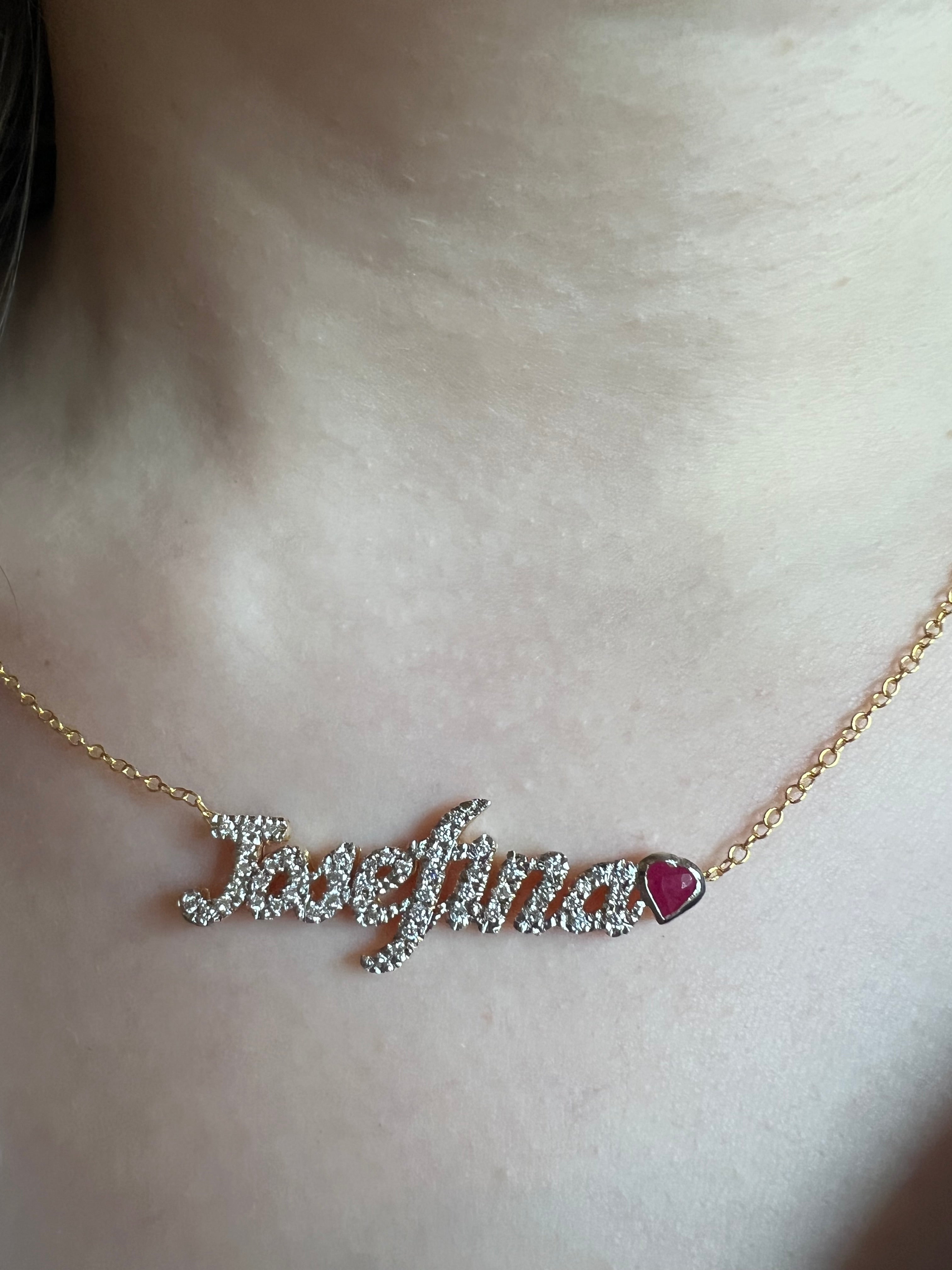 Collar Nombre Diamantes + Birthstone