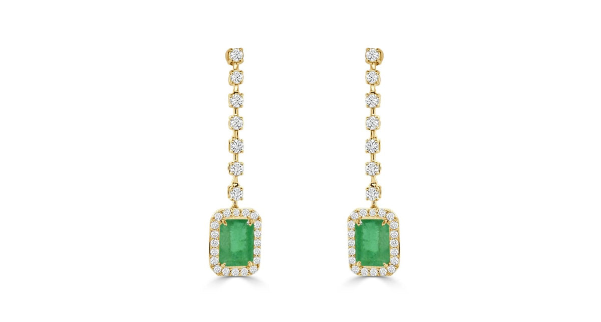 Arete Drop Emerald Halo Esmeralda