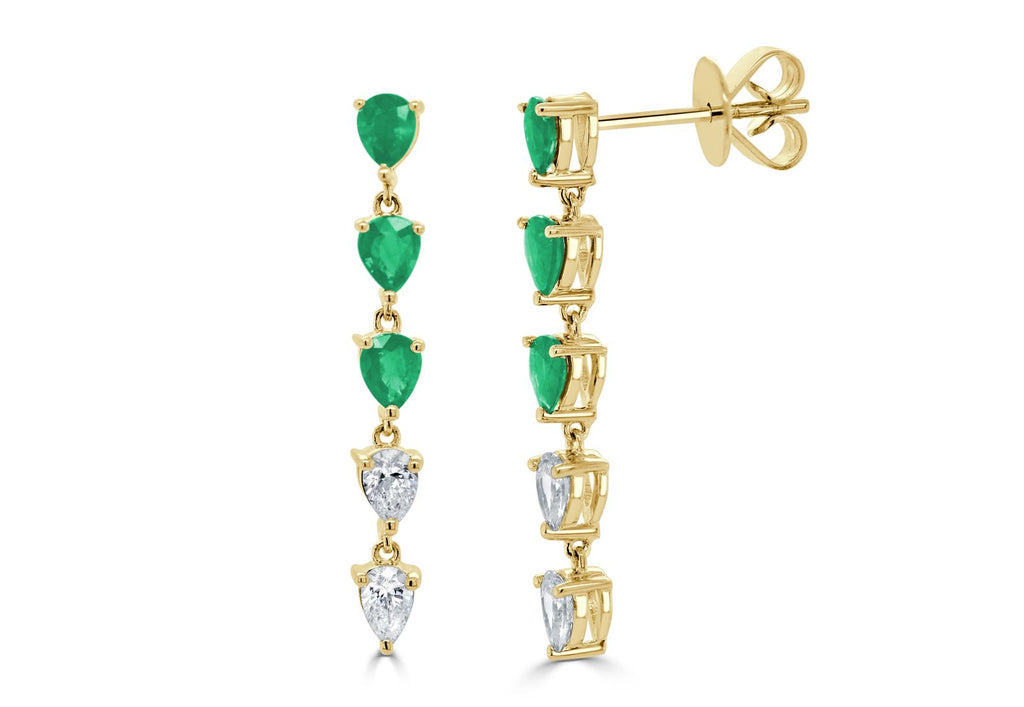 Arete Esmeralda y Diamantes Drop