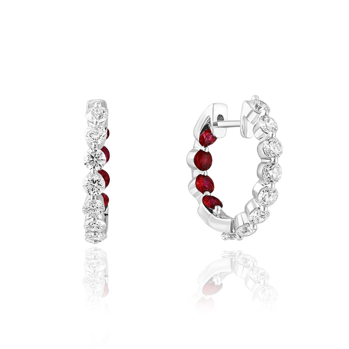 Arete Arracada Diamantes y Rubies